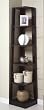 Black Color Wood Wall Corner 5 Tiers Shelves Bookshelf Case