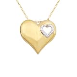 18k Yellow Gold Plated Sterling Silver Diamond Accent Double Heart Pendant Necklace, 18