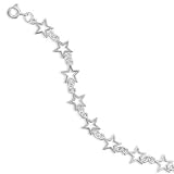 Sterling Silver Cut Out Star Bracelet - 7 Inch