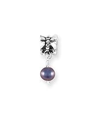 Gray Pearl Charm in Silver for 3mm Charm Bracelets