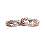 14K White Gold 6.5-7.0 MM Multi-Color Freshwater Pearls Bracelet