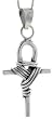 Sterling Silver 1 3/4" Wire Wrapped Ankh Cross Pendant