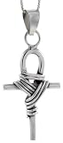 Sterling Silver 1 3/4 Wire Wrapped Ankh Cross Pendant