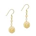 Vermeil (24k Gold over Sterling Silver) Iridescent Genuine Freshwater Cultured Pink Coin Pearl Round Dangle Hook Earrings