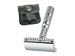 Merkur Travel Razor, Chrome-Plated, in Leather Case