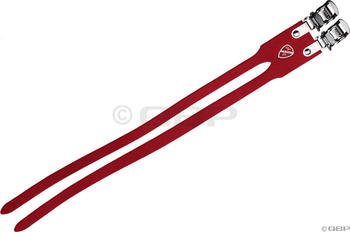 All-City Double Toe straps Red Leather