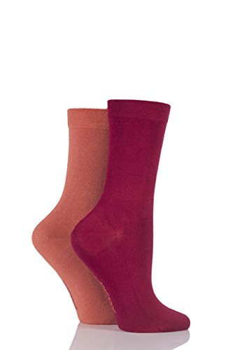 Ladies 2 Pair SockShop Plain Bamboo Socks