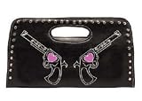 Retro Two Shooter Vinyl Handbag with Tattoo Inspired Embossing