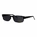 All Black Narrow Rectangular Thin Plastic Mens Minimal Mod Sunglasses