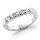 14K White Gold 1/2 ctw. Five - Stone Diamond Wedding / Anniversary Band (G-H;SI1-2)
