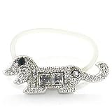 Daschund Dog Clear Crystal Brass Rhodium ToeRing