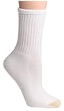 Gold Toe Womens 3-Pack Comfort Crew Athletic Sock, White, size 9-11