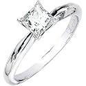 Women's 14k White-gold (3/4 CT) 5.00mm Brilliant-cut Moissanite Solitaire Engagement Ring