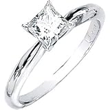 Women's 14k White-gold (3/4 CT) 5.00mm Brilliant-cut Moissanite Solitaire Engagement Ring