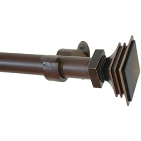Drapery Window Curtain Rod Drapery Rod 18 Inch-48 Inch Stacked Sq Roman Bronze