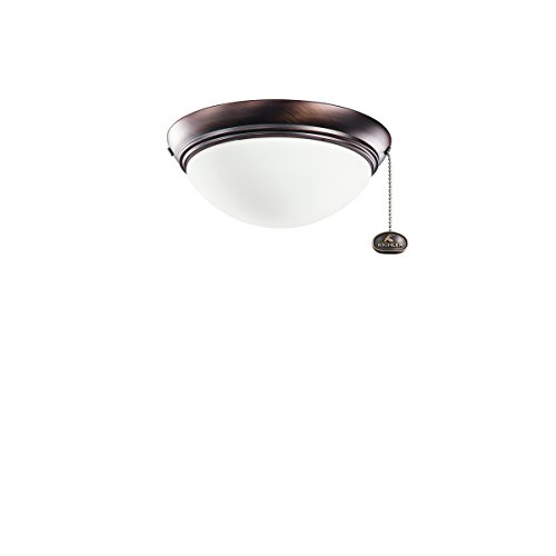 Kichler Lighting 380120OBB Low Profile 2-Light Wet Location Ceiling Fan Light Fixture, Oil Brushed Bronze Finish with Etched Opal Glass, Small