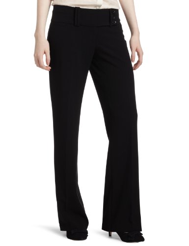 My Michelle Juniors Wide Waist Band 3 Button Tab Pant, Black, 3