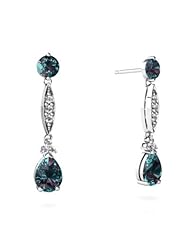 Created Alexandrite 14kt White Gold Dangle Drop Earrings
