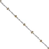 Sterling Silver Twisted Chain With 18kt Gold over Sterling Silver Beads 9in Anklet