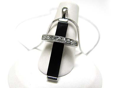 Jet Black Crystal Religious Cross Pendant Necklace
