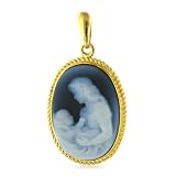 14K Mother Holding Child Cameo Pendant