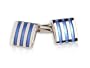 Distinctive 3-Stripe Blue Silver Square Cufflinks with Gift Box