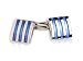 Distinctive 3-Stripe Blue Silver Square Cufflinks with Presentation Box