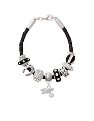 Silver "Hit Like a Girl" with Enamel Volleyball on a Black Love & Luck Beaded...