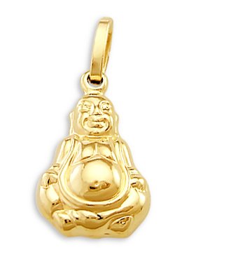 Buddha Pendant 14k Yellow Gold Buddhist Charm Religious