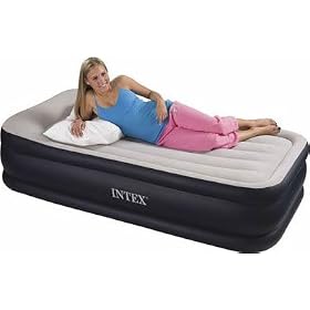 Intex Inflatable Twin Size Deluxe Pillow Rest Air Bed Mattress with Ac Pump
