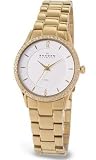 WOMENS SKAGEN STEEL GOLD DIAMOND LIKE THIN WATCH 347SGXG