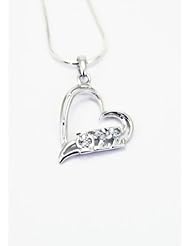 Phi Sigma Sigma Sterling Silver Heart Pendant set with Lab-created Diamonds