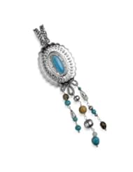 Jewelry: Sterling Silver Multi-Gemstone Concha Pin Pendant - Relios