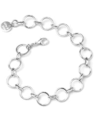 Platinum Plated 925 Sterling Silver Round Ring Bracelet (7")