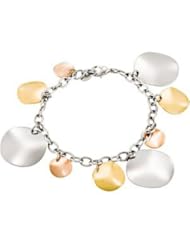 Stainless Steel Bracelet with Round Dangles 07.50 Inch olished Fb106tc