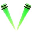 No Piercing Required - High Quality Green Acrylic Fake Tapers - Imitation 0G with Rubber Bands - Very Strong Magnets - Sold as a Pair