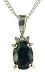 9ct White Gold Sapphire And Diamond Oval Dropper Pendant + 18