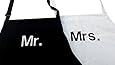 Chef White Adult Personalized EMBROIDERED (Mr. & Mrs.) Block Apron Set Adjustable Wedding Bridal Shower