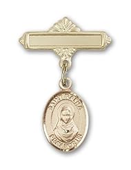 Gold Filled Baby Badge with St. Rafta Charm and Polished Badge Pin