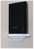 Home Theater Speaker Shelves (SH-10 Classic Style set of 4), wall or surface mount with only two screws, 5 1/2d x 6w, solid wood, enamel finish or stain finish in your color choice. Perfect for satellite or surround sound speakers.