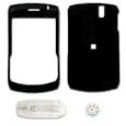 PCMICROSTORE Brand Rim BlackBerry 8300 Curve PDA Smart Phone Solid Black Snap-On Crystal Protective Case Cover with Removable Belt Clip