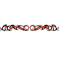 Tribal Red And Black Arm Band Temporary Tattoo 1.5x9