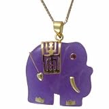 Vermeil (24k Gold over Sterling Silver) Lavender Jade Elephant Pendant