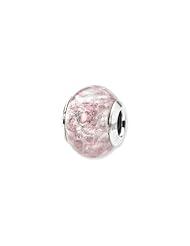 Sterling Silver White/Lavender Italian Murano Glass Charm