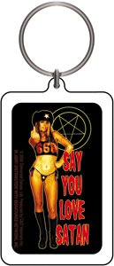 Rob Zombie Keychain ~ Rob Zombie Girl Pentagram Satan Key Chain