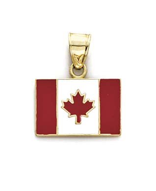 14k Enamel Canada Flag Pendant - JewelryWeb