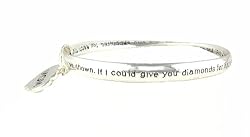 Bracelet - B153 - Bangle Style Engraved with MOTHER Poem ~ "If I could give you diamonds.." ~ Silver Tone Metal (68mm)