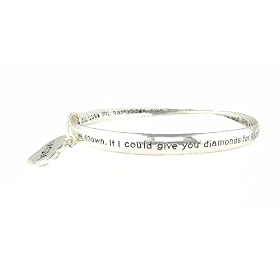 Bracelet - B153 - Bangle Style - Engraved with MOTHER Poem ~ "If I could give you diamonds for each tear you cried for me, If I could give you sapphires for each truth you've helped me to see, If I could give you rubies for the heartache that you've known, If I could give you pearls for the wisdom that you've shown" ~ Silver Tone Metal