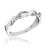 Sterling Silver Diamond Twist Ring