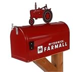 Farmall McCormick Model M Rural Mailbox with Topper Red